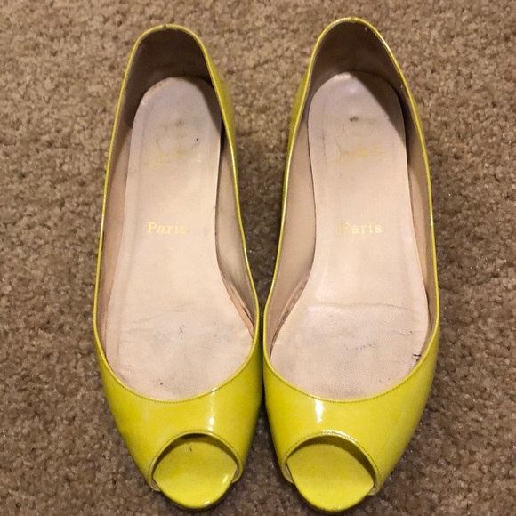 yellow peep toe flats